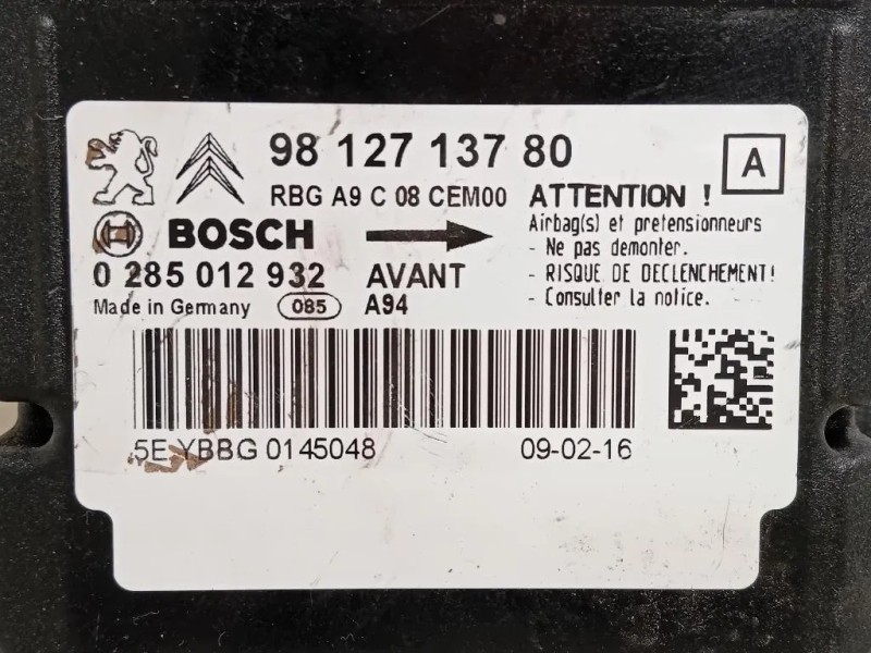 Centralina Air-bag 9812713780 Peugeot 2008 I 2016