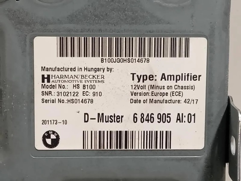 Centralina Amplificatore Acustico 6846905 Bmw Serie 1 F20 Berlina 2015