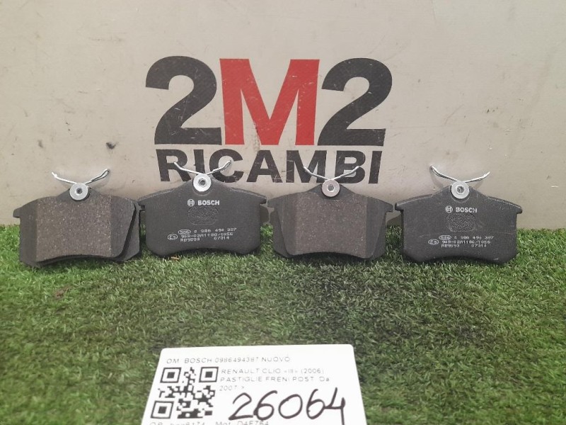 Pastiglie Freni POST BOSCH 0986494387 NUOVO Renault CLIO III 2006