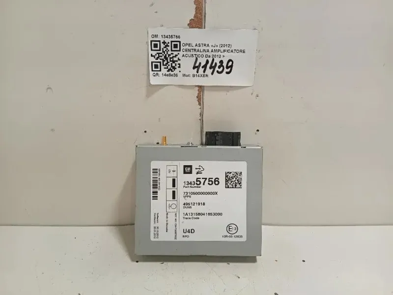 Centralina Amplificatore Acustico 13435756 Opel Astra J 2012