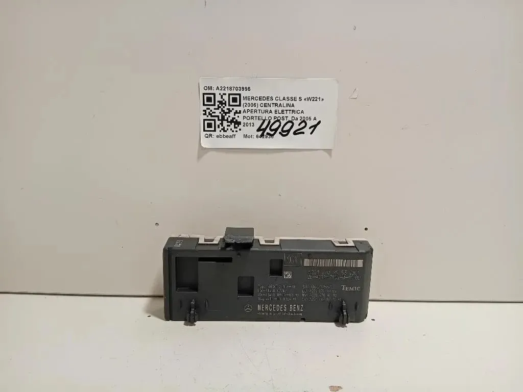 Centralina Apertura Elettrica Portello POST A2218703995 Mercedes Classe S W221 2006