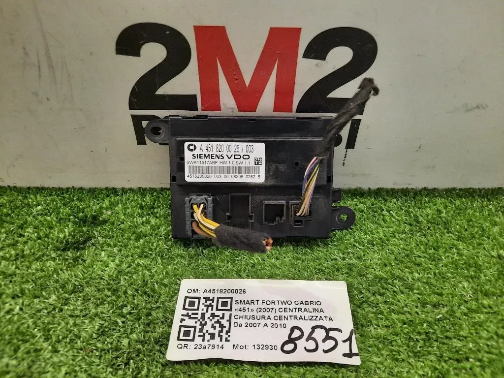 Centralina Chiusura Centralizzata A4518200026 Smart Fortwo Cabrio 451 2007