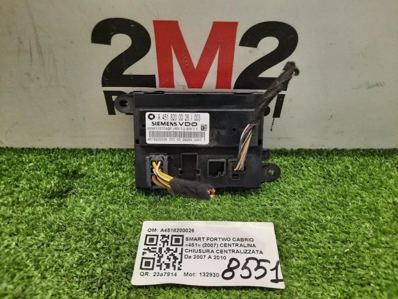 Centralina Chiusura Centralizzata A4518200026 Smart Fortwo Cabrio 451 2007