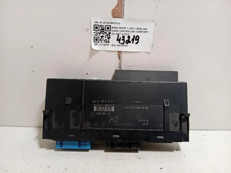 Centralina Comfort 6135 9229878-02 Bmw Serie 1 E87 Berlina 2005