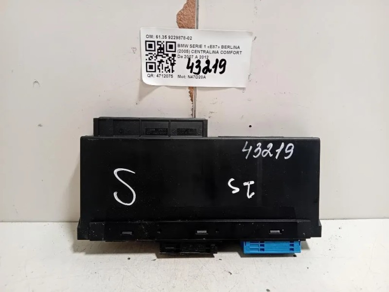 Centralina Comfort 6135 9229878-02 Bmw Serie 1 E87 Berlina 2005