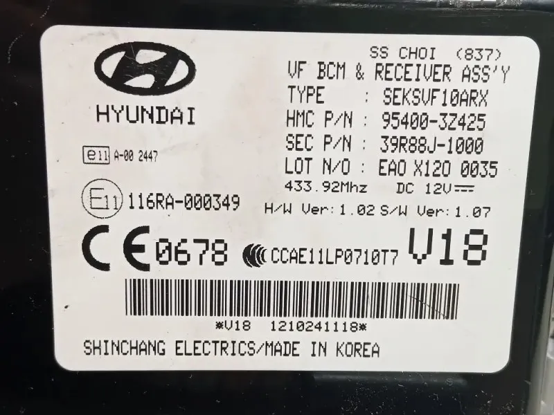 Centralina Comfort 95400-3Z425 Hyundai I40 CW 2012
