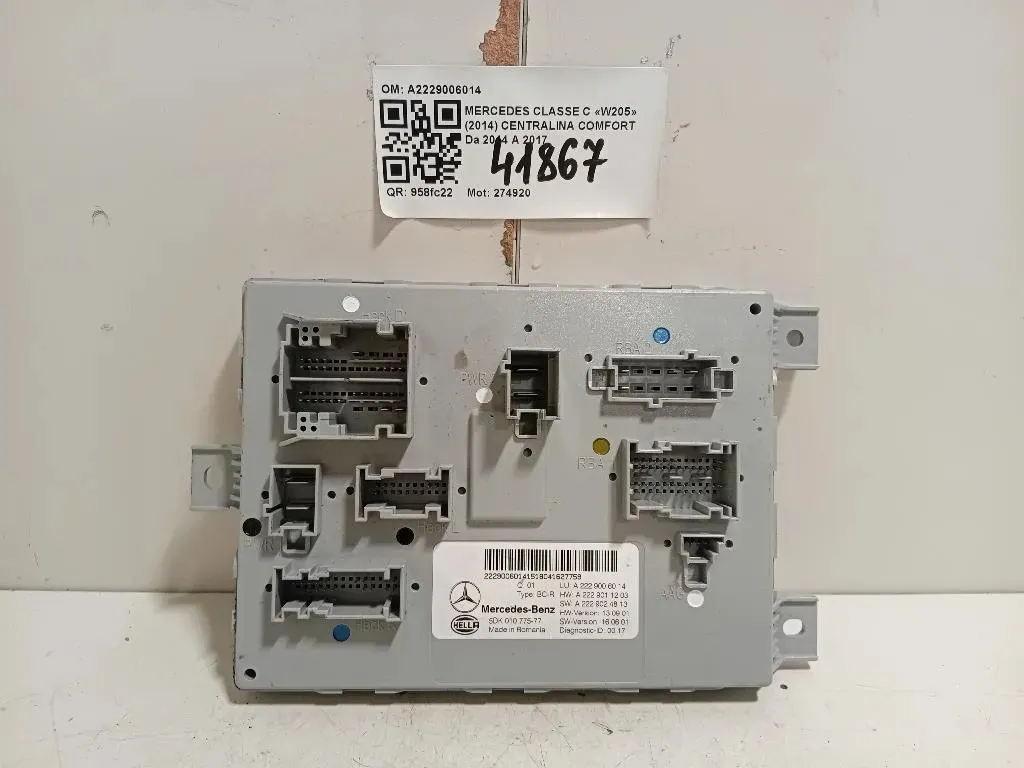 Centralina Comfort A2229006014 Mercedes Classe C W205 2014