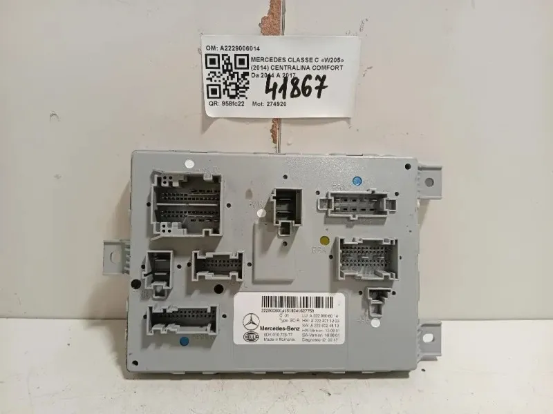 Centralina Comfort A2229006014 Mercedes Classe C W205 2014