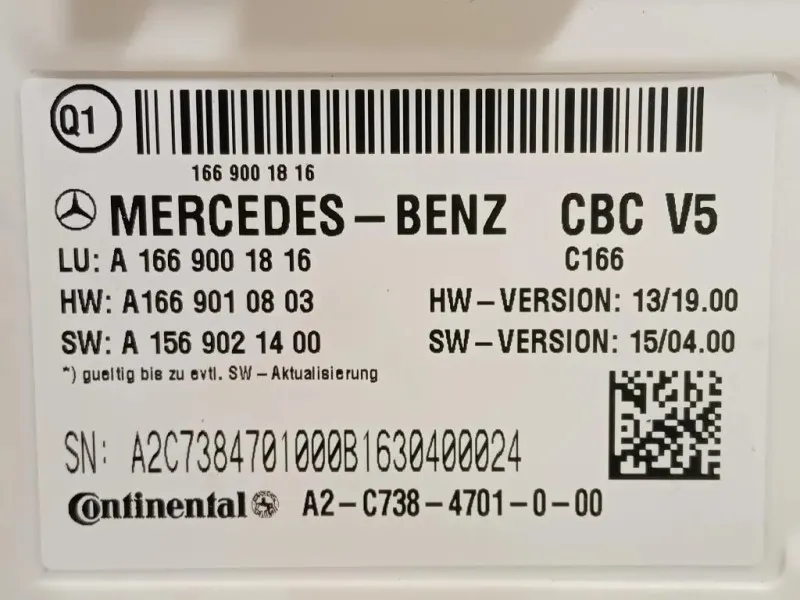 Centralina Comfort A1669001816 Mercedes Classe GLE W166 2015