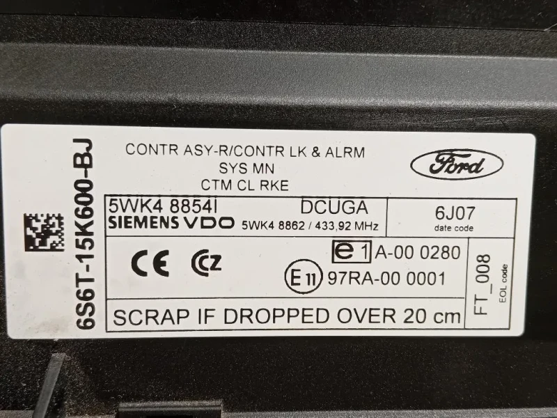 Centralina Controllo Allarme 1678406 Ford Fiesta V 2002