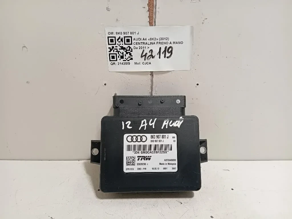 Centralina Freno A MANO 8K0 907 801 J Audi A4 8K2 2012