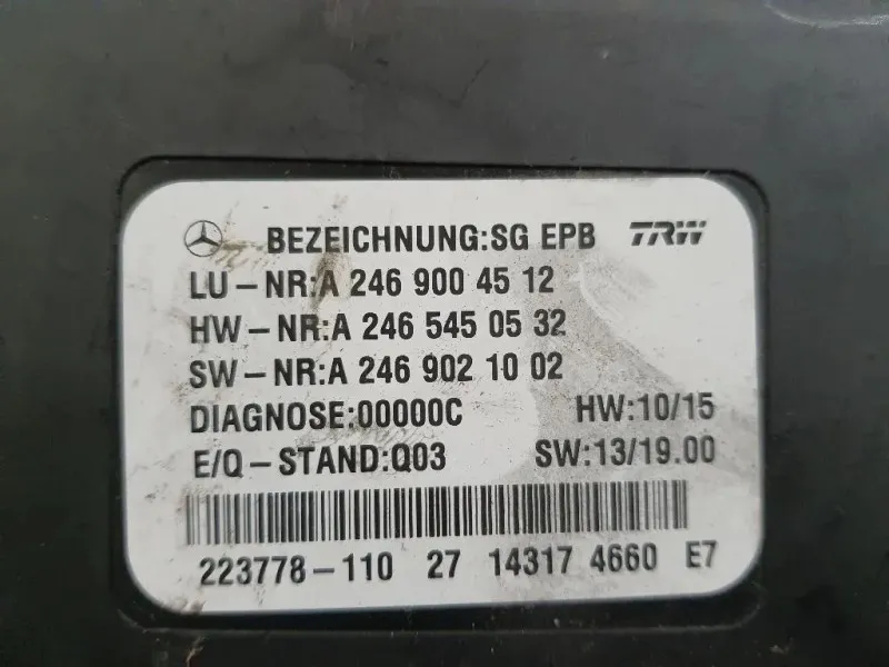 Centralina Freno A MANO A2469004512 Mercedes Classe A W176 2013