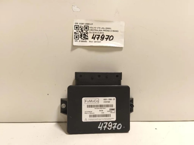 Centralina Freno A MANO 6G91-2598-CF Volvo V70 III 2008