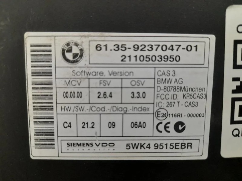 Centralina Immobilizer 61359237047 Bmw Serie 1 E87 Berlina 2005