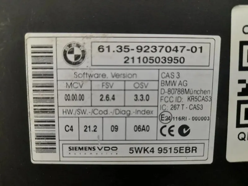 Centralina Immobilizer 61359237047 Bmw Serie 1 E87 Berlina 2005
