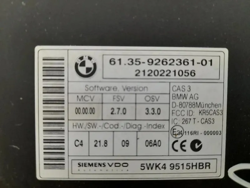 Centralina Immobilizer 61359262361 Bmw Serie 3 E92 Coupe 2007