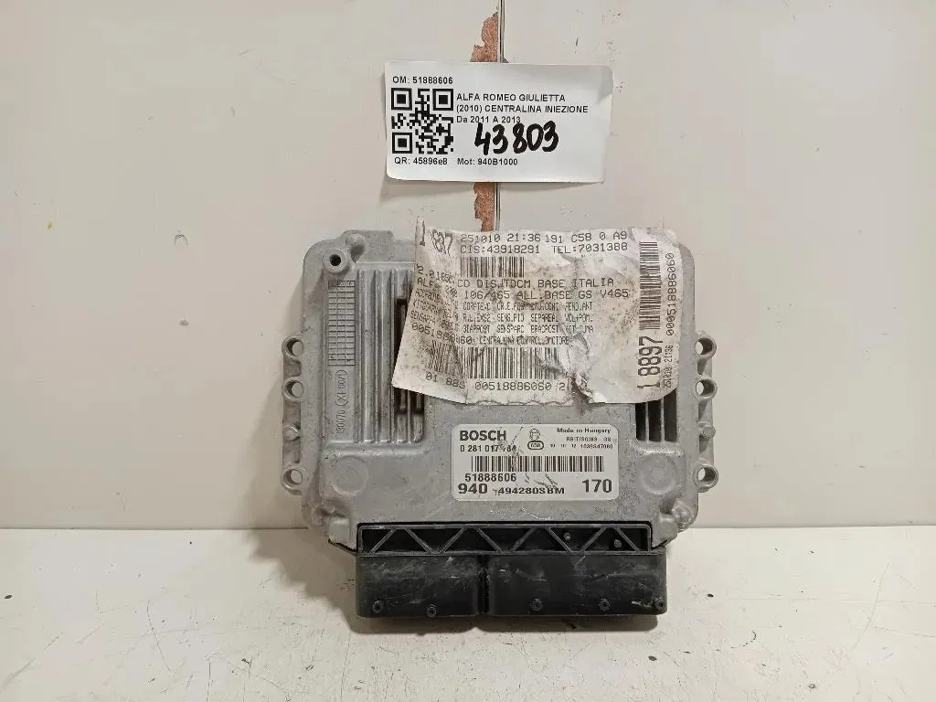 Centralina Iniezione 51888606 Alfa Romeo Giulietta 2010