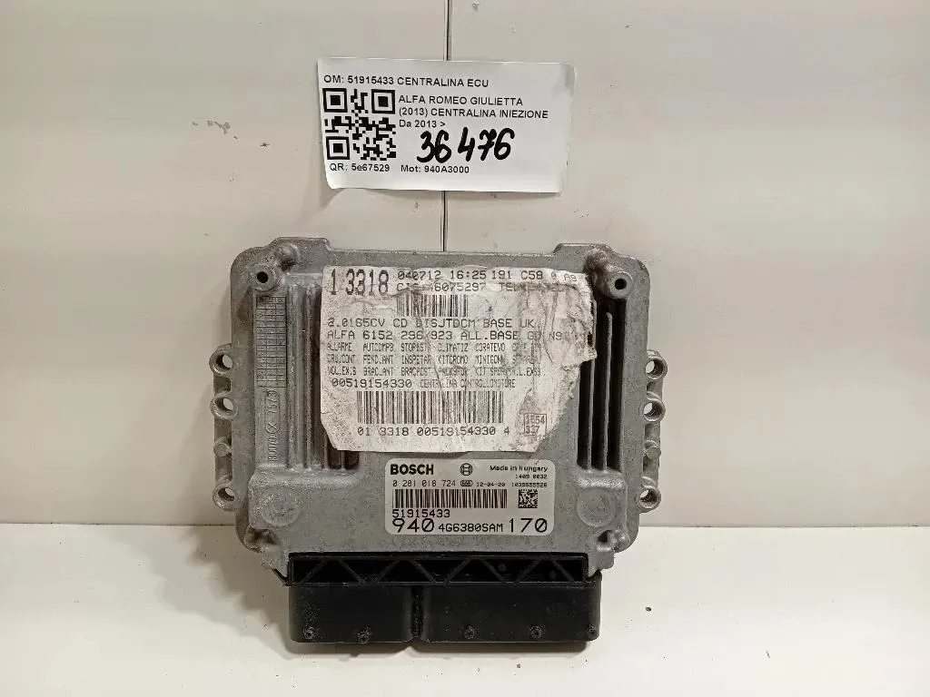 Centralina Iniezione 51915433 CENTRALINA ECU Alfa Romeo Giulietta 2013