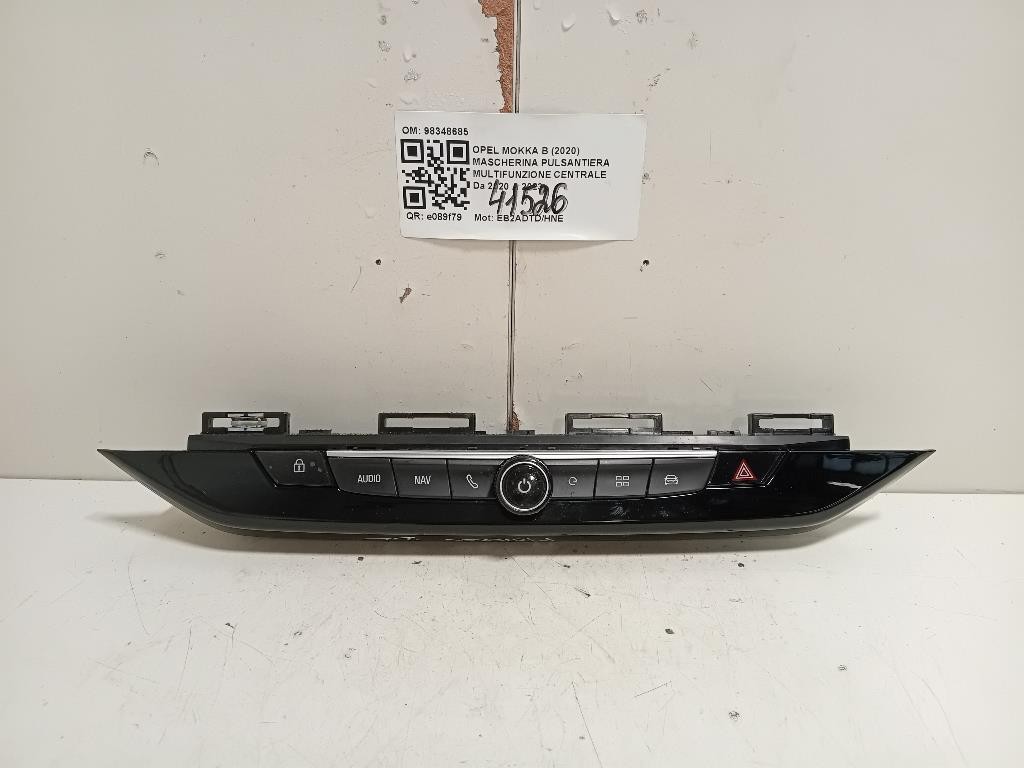 Mascherina Pulsantiera Multifunzione Centrale 98348685 Opel Mokka B 2020