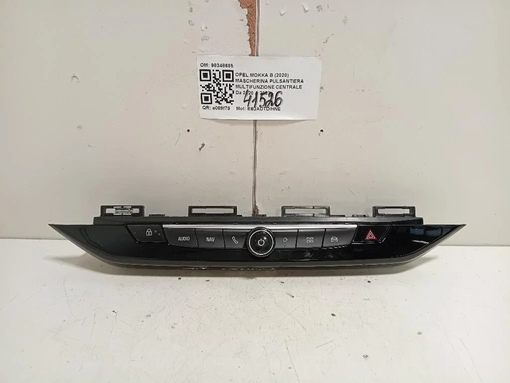 Mascherina Pulsantiera Multifunzione Centrale 98348685 Opel Mokka B 2020