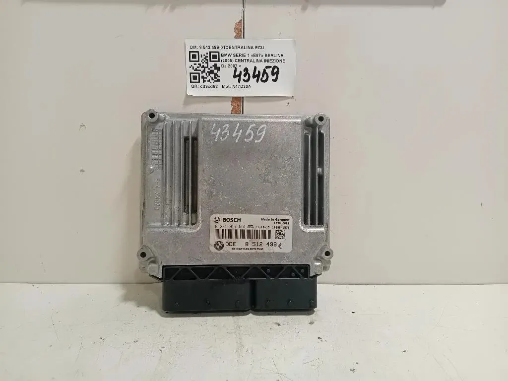 Centralina Iniezione 8 512 499-01CENTRALINA ECU Bmw Serie 1 E87 Berlina 2005