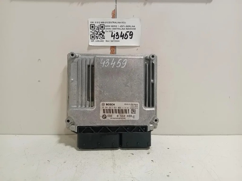 Centralina Iniezione 8 512 499-01CENTRALINA ECU Bmw Serie 1 E87 Berlina 2005