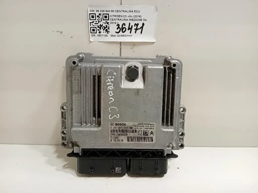 Centralina Iniezione 98 326 943 80 CENTRALINA ECU Citroen C3 III 2016