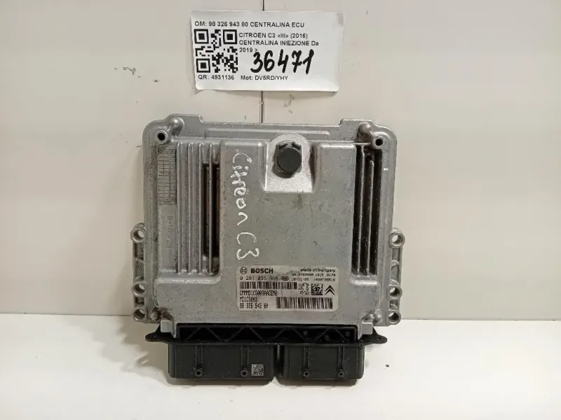 Centralina Iniezione 98 326 943 80 CENTRALINA ECU Citroen C3 III 2016