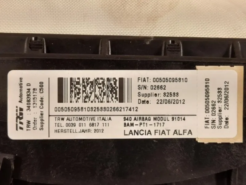 Air-bag Passeggero 34083934 Alfa Romeo Giulietta 2010