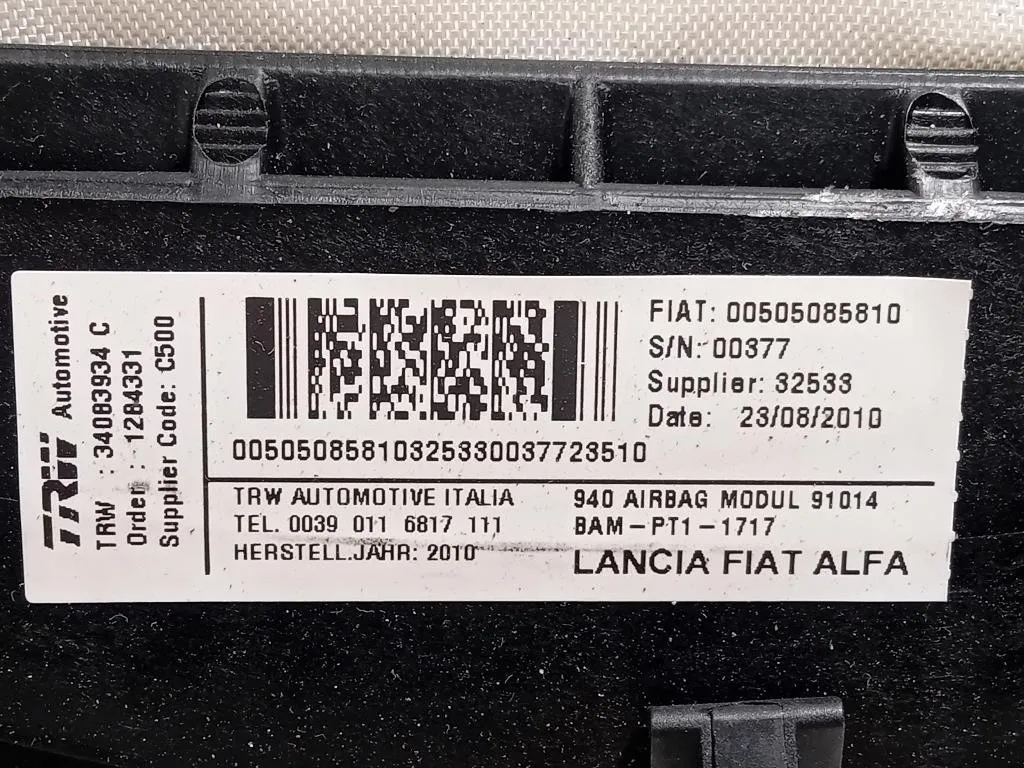 Air-bag Passeggero 34083934 Alfa Romeo Giulietta 2010