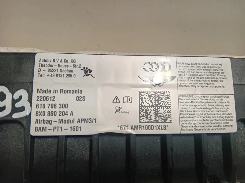 Air-bag Passeggero 8X0880204A Audi A1 8XA Sportback 2012