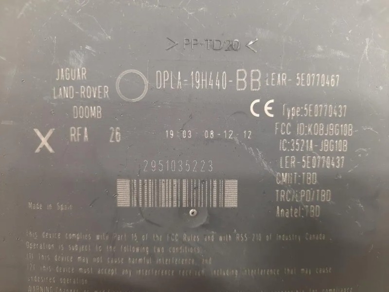 Centralina Keyless GO DPLA19H440BB Jaguar XF I 2011