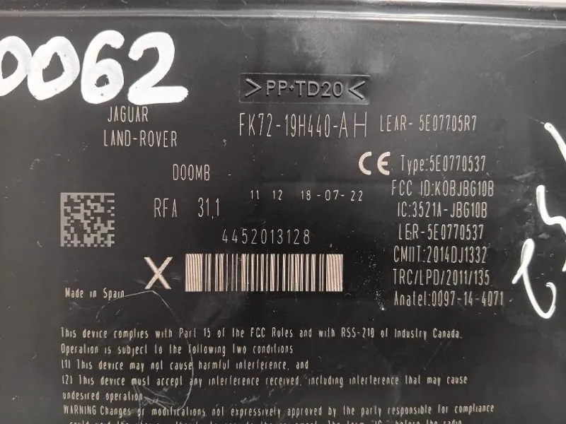 Centralina Keyless GO FK72-19H440-AH Land Rover Range Rover Evoque I 2015