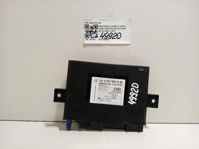 Centralina Keyless GO A2218707292 Mercedes Classe S W221 2006