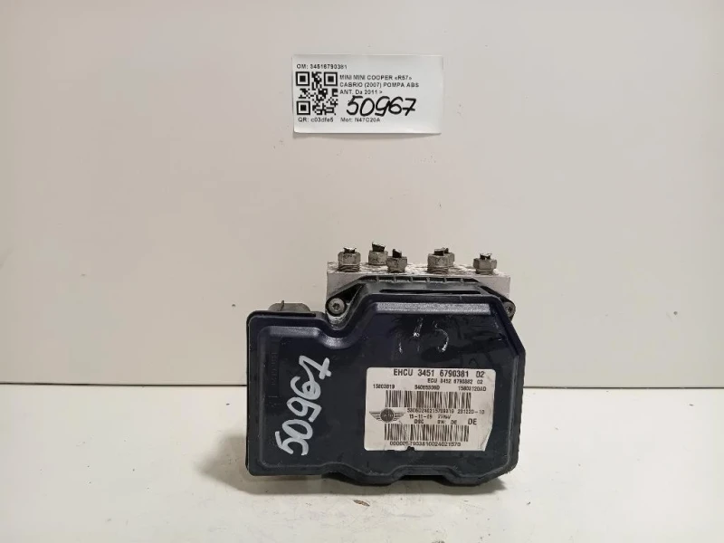 Pompa ABS ANT 34516790381 Mini MINI Cooper R57 Cabrio 2007