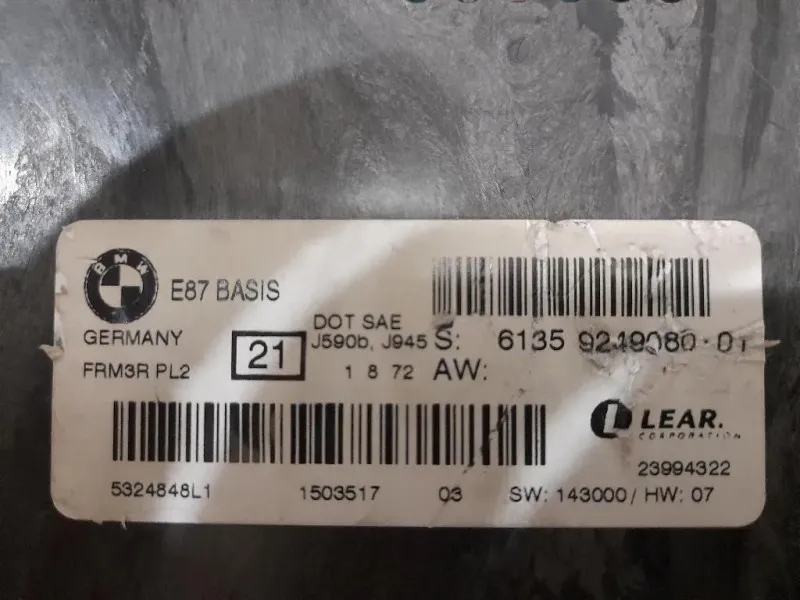 Centralina LUCI Interne 61359249080 Bmw Serie 1 E87 Berlina 2005