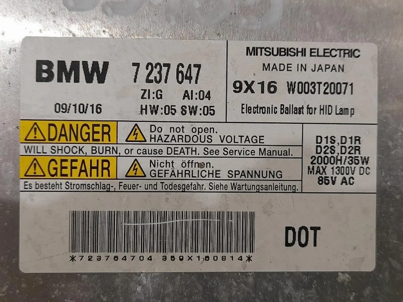 Centralina Proiettore Xenon DX 7 237 647 Bmw Serie 5 F07 GT 2010