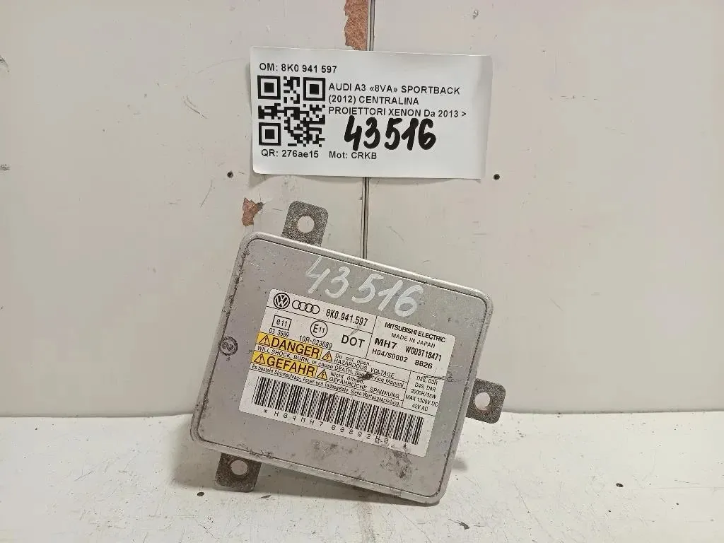 Centralina Proiettori Xenon 8K0 941 597 Audi A3 8VA Sportback 2012