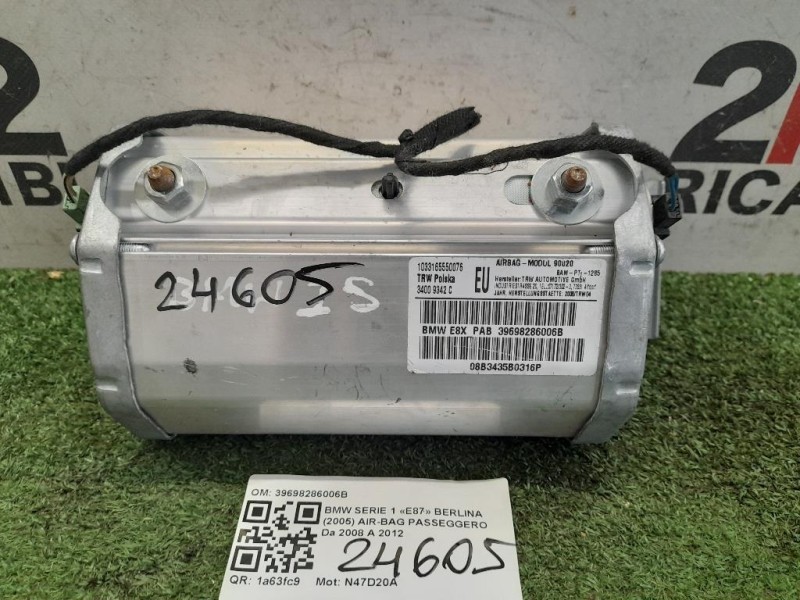 Air-bag Passeggero 39698286006B Bmw Serie 1 E87 Berlina 2005