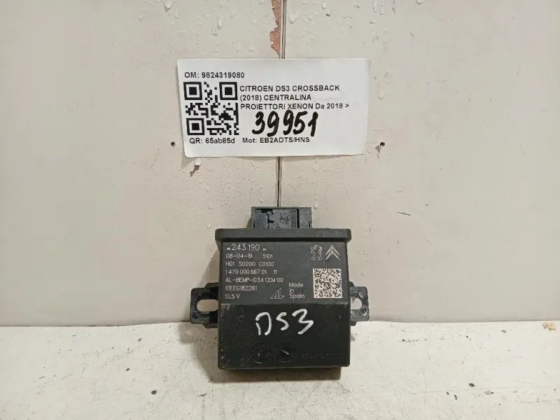 Centralina Proiettori Xenon 9824319080 Citroen DS3 Crossback 2018