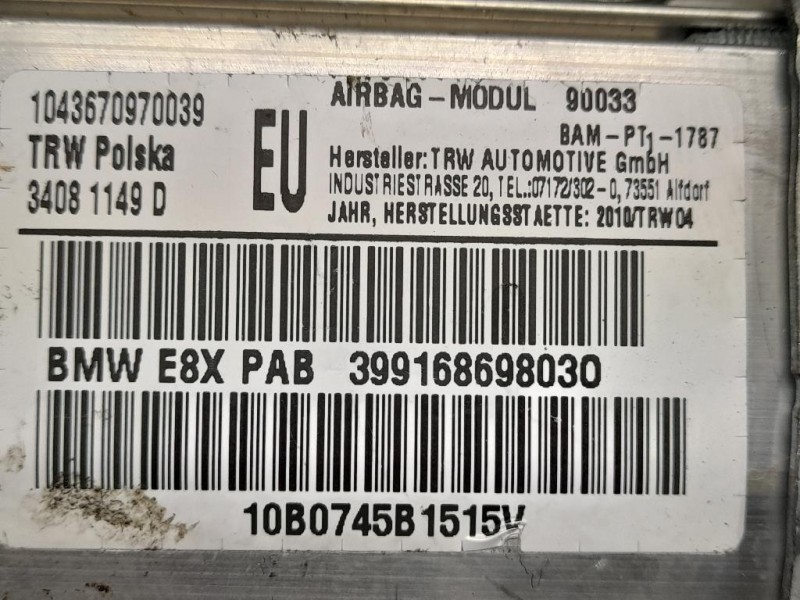 Air-bag Passeggero 399168698030 Bmw Serie 1 E87 Berlina 2005