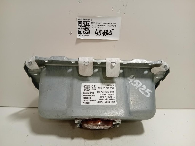 Air-bag Passeggero 34089354 G Bmw Serie 1 F20 Berlina 2012
