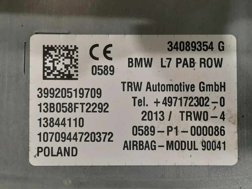 Air-bag Passeggero 34089354 G Bmw Serie 1 F20 Berlina 2012