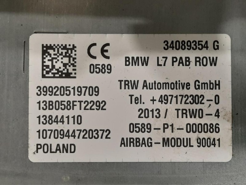Air-bag Passeggero 34089354 G Bmw Serie 1 F20 Berlina 2012