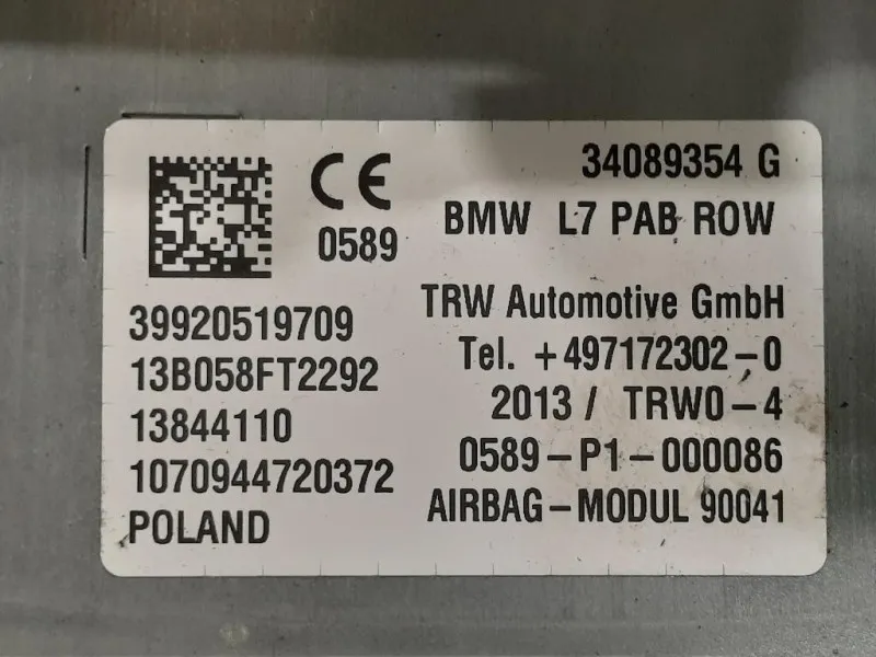 Air-bag Passeggero 34089354 G Bmw Serie 1 F20 Berlina 2012