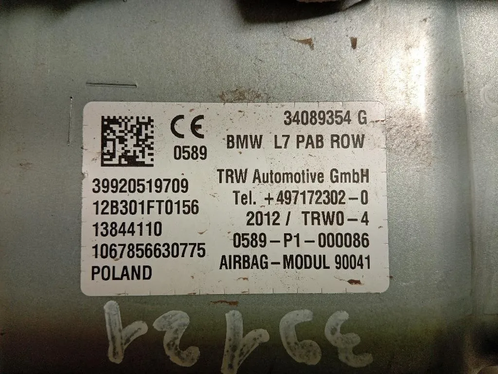 Air-bag Passeggero 34089354 G Bmw Serie 1 F20 Berlina 2012