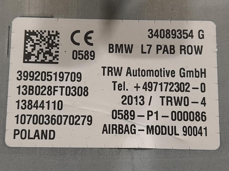 Air-bag Passeggero 34089354 G Bmw Serie 1 F20 Berlina 2012