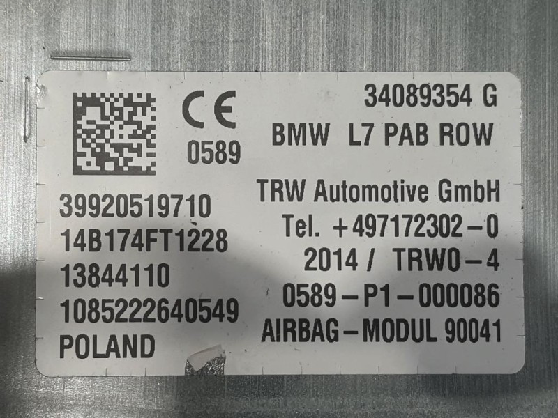 Air-bag Passeggero 39920519710 Bmw Serie 1 F20 Berlina 2015