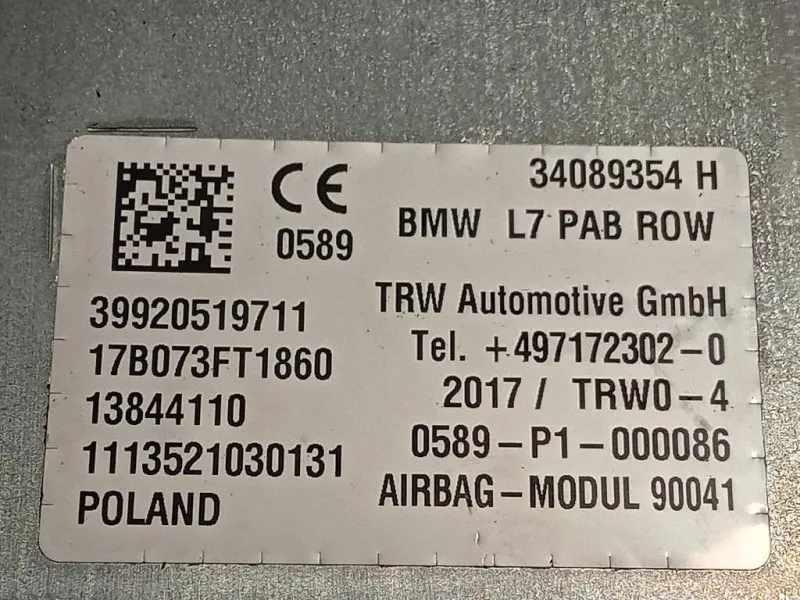 Air-bag Passeggero 34089354 Bmw Serie 1 F20 Berlina 2015