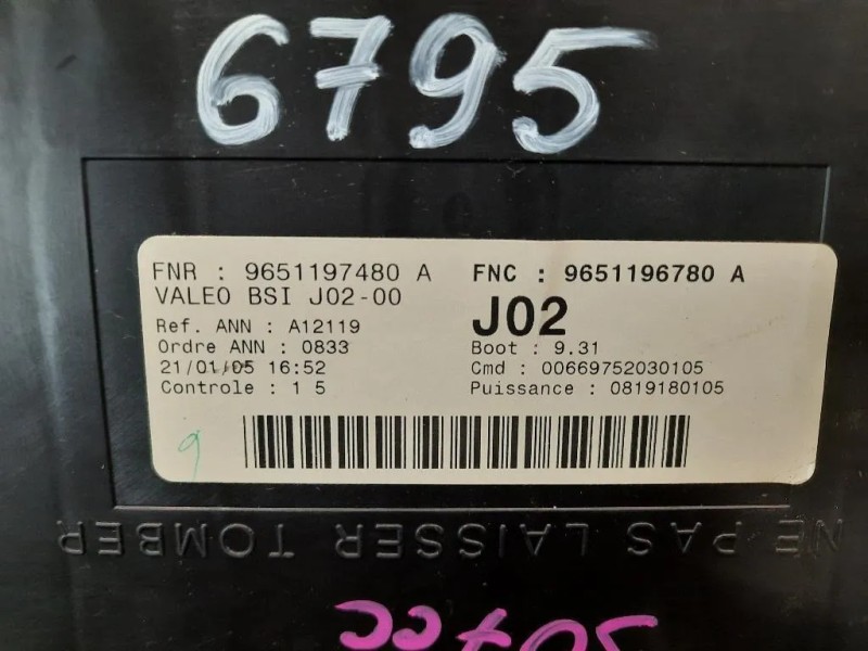 Centralina Scatola Fusibili 9651196780A Peugeot 307 CC 2001